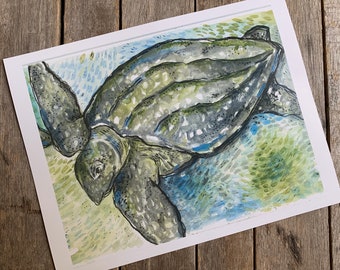 Leatherback Sea Turtle Print - Archival Print - 8X10 inches