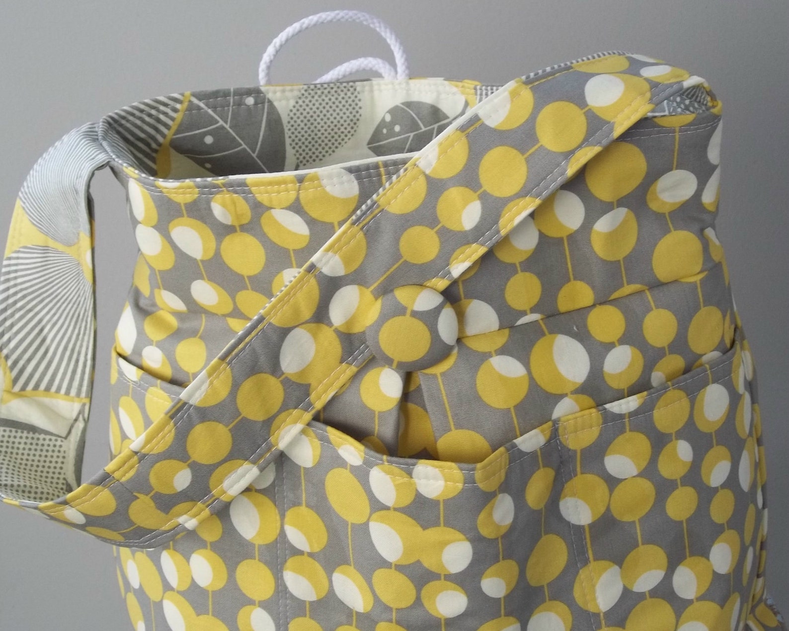 Grey Yellow Diaper Bag Reversible Large 6 Pockets 24 inch | Etsy