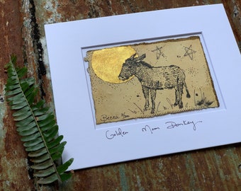 Golden Moon Donkey - Original Painting & Print
