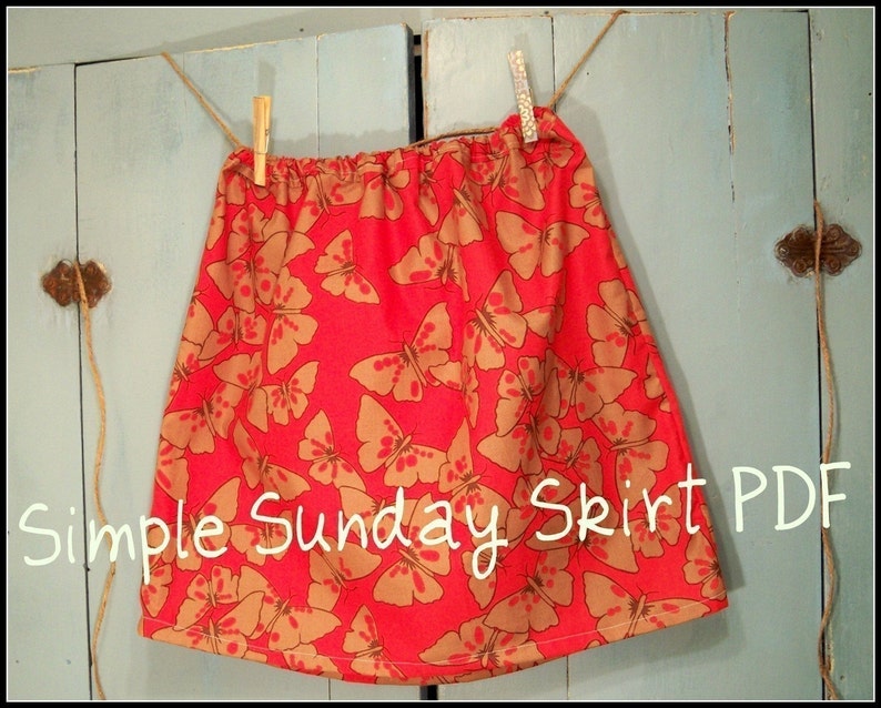 Skirt Pattern PDF Instructions, Simple Sunday Skirt, Easy 1 Hour Skirt, Drawstring or Elastic Waiste, For ALL SIZES image 1