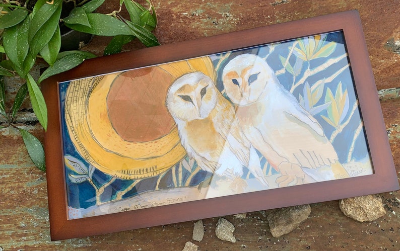 Copper Moon Barn Owls Print Buddies Ready to Ship image 1