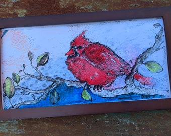 Red Cardinal Winter Morning Print - Ready to Ship