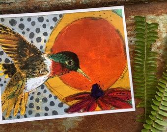 Hummingbird Copper Moon Print - Various Sizes