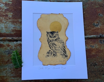 Golden Moon Screech Owl - Original Painting & Print