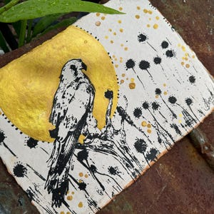 Gold Moon Hawk Dream - Original Painting & Print