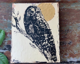 Barred Owl Gold Moon - Original Painting