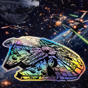 Anime Millennium Falcon Holographic Sticker