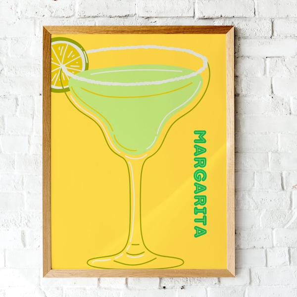 Affiche Marguarita, poster Marguarita, cocktail, dessin, bar