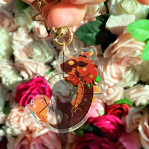 Chibi Morax Noodle: double sided holographic Zhongli keychain LE20