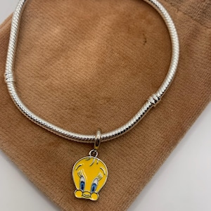 GENUINE S925 Sterling Tweety Bird Bracelet Charm Pendant