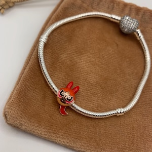 GENUINE S925 Sterling Blossom Power Puff Girls Bracelet Charm Pendant