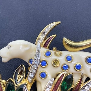 Rare HATTIE CARNEGIE Vintage leopard panther cat brooch PIN (missing 6 Stones)
