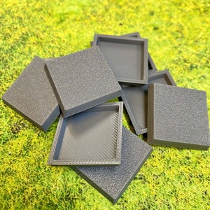 25mm x 25mm Square 3D Printed Wargame Miniature Bases