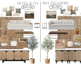Duped McGee & Co Living Room Design | Living Room eDesign | Pre-designed Inspired Room | Online Interior Design | Interior Design Service