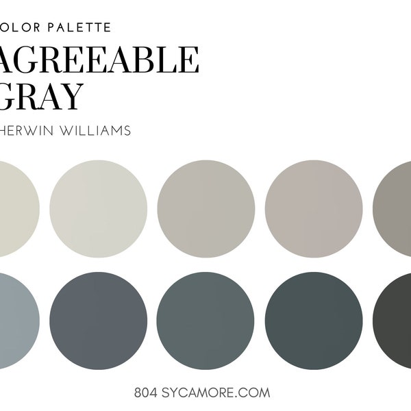 Agreeable Gray Home Color Palette, Sherwin Williams, Interior Paint Palette, Professional Paint Scheme, Color Selection, Interior Design