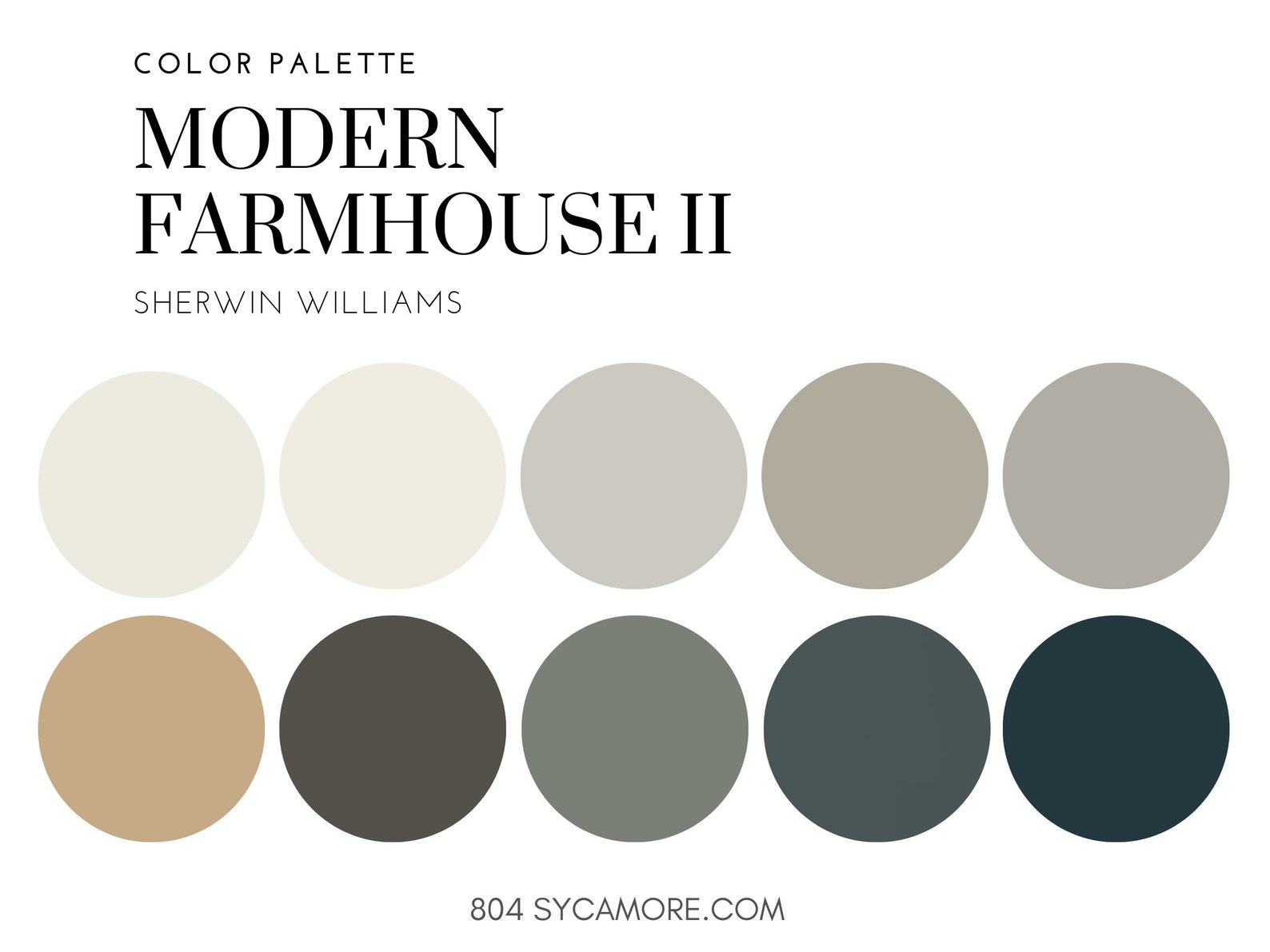 Modern Farmhouse II Home Color Palette Sherwin Williams - Etsy