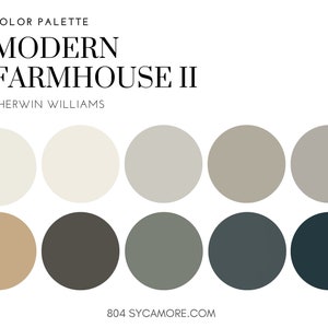 Modern Farmhouse II - Heimfarbpalette, Sherwin Williams, Innenfarbpalette, Professionelle Farbpalette, Farbauswahl, Innenräume