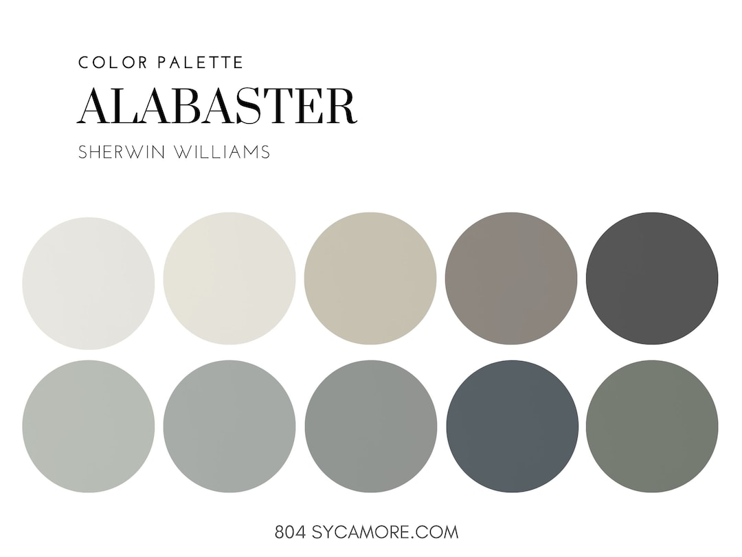 Alabaster Home Color Palette, Sherwin Williams, Interior Paint Palette