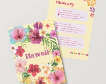 Hawaii Itinerary Downloadable Template