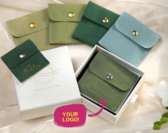 Bolsas de embalaje de joyería con logotipo personalizado al por mayor, 50 unidades, para empresas de joyería, bolsas de joyería con logotipo para empresas mayoristas, collares, pendientes y anillos
