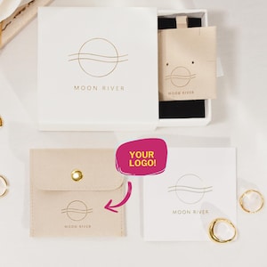 50 peças 3"×3" Embalagem de joias com logotipo personalizado minimalista para empresas, sacos de embalagem de joias com logotipo empresarial de luxo, colar, brincos, anel