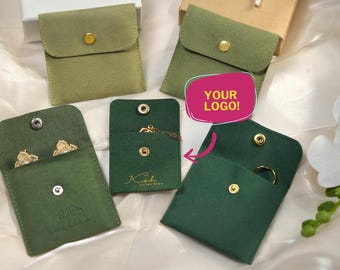 50pcs Luxury Custom logo Jewelry Packaging Pouches For Jewelry Businesses, Premium Business Logo Jewelry Bags, Necklace, Earrings, Ring