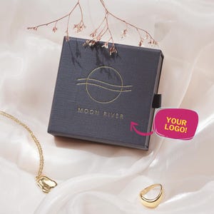 50 peças 3,5" x 3,5" Embalagem de joias com logotipo personalizado para empresas, caixa de joias com gaveta de logotipo empresarial de alta qualidade, colar, brinco, anel, pulseira