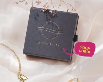 50pc 3.5"x3.5" Custom Logo Jewelry Packaging For Business, High Quality Business Logo Drawer Jewelry Box , Necklace, Earring, Ring, Bracelet