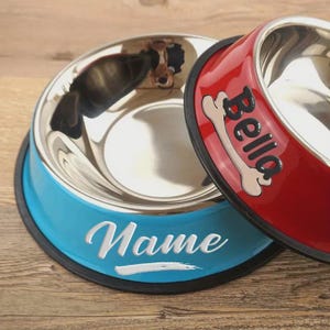 Personalized non-slip stainless steel pet bowl with individual name – ideal for cats and puppies!