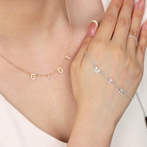 Collar de oro con nombre inicial personalizado | Collar con letras espaciadas | Gargantilla de plata con letras personalizadas | Collar minimalista con nombre | Regalo para ella