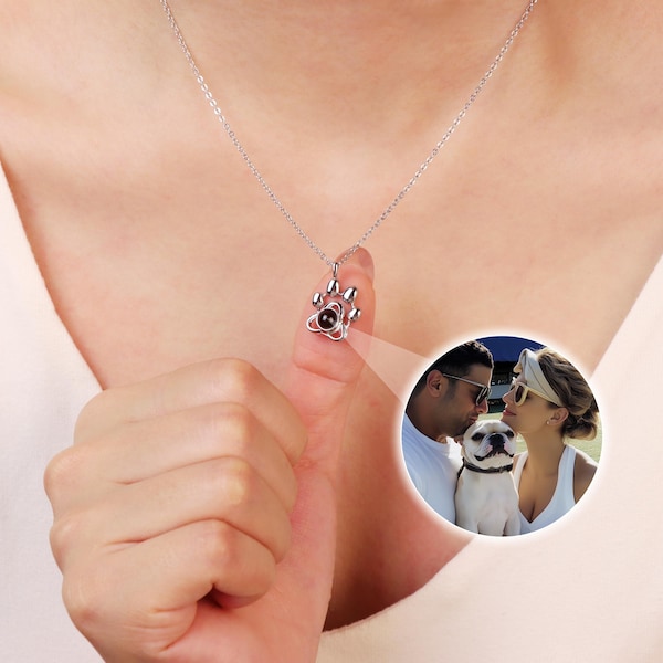 Pet Photo Projection Necklace: Sterling Silver Memorial Jewelry