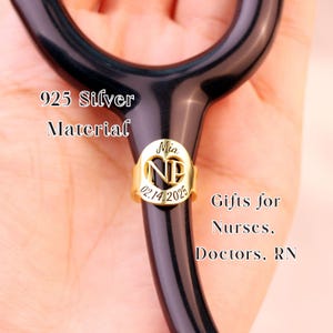 Etiqueta de identificación de estetoscopio personalizada: dije grabado de cobre o plata esterlina