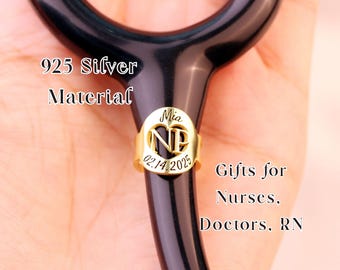 Personalized Stethoscope ID Tag: Engraved Copper or Sterling Silver Charm