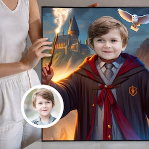 Personalized Wizard Cartoon Portrait, Custom Wizard School Caricature, Wizard and Witch Gift, Wizard Portrait, Wizard School Kids