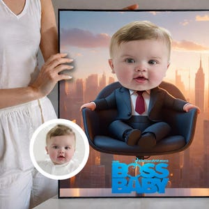 Personalized The Boss Baby Portrait,Custom Baby Portrait, Boss Baby Movie, Face Swap Portrait,Custom Baby Portrait