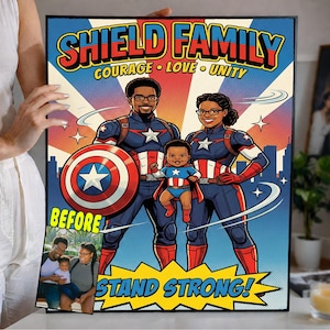 Custom Comic Book Portrait, Personalized Superhero Family Gift (Digital Download)