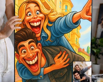 Personalisierte Karikatur vom Foto, Lustiges Pärchen Geschenk, Witzige Cartoon Zeichnung, Jahrestag Geschenk, Digitale Kunst Familie