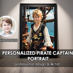 Personalized Pirate Captain Portrait: Custom Child Art