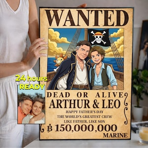 Spersonalizowany plakat poszukiwany One Piece Anime, spersonalizowany portret pirata (do pobrania cyfrowego)
