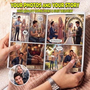 Custom Comic Book From Photos, Personalized Love Story, Couple Anniversary Gift (Digital Download)