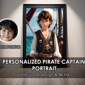 Personalized Pirate Captain Portrait: Custom Child Art