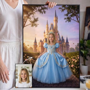 Retrato de Princesa desde Foto, Regalo Personalizado Niña, Arte de Cuento de Hadas