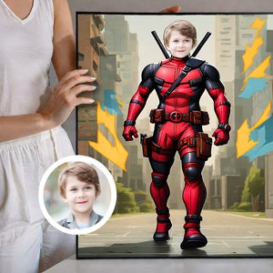 Personalized Superhero Cartoon Portrait, Deadpool Portrait, Custom Cartoon, Face Swap, Superhero Portrait, Custom Caricature
