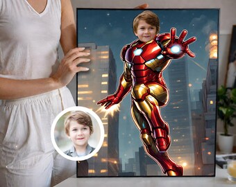 Personalized Iron Man Portrait: Superhero Caricature From Photo (Digital Download