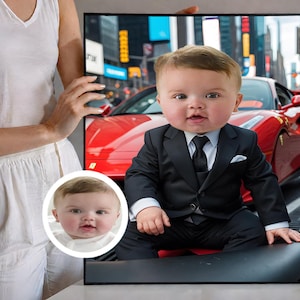 Personalisiertes The Boss Baby-Porträt, kundenspezifisches Gesichtstausch-Porträt, kundenspezifisches Baby-Porträt, Baby-lustiges Karikatur-Foto