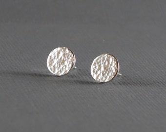 Silver Circle Studs, Shiny Silver Circle Post Earrings