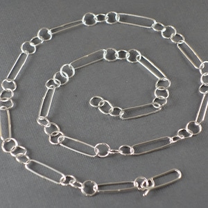 Handmade Chain Necklace, Paperclip Chain, Round Chain, Handmade Silver Chain, Shiny Chain Necklace,