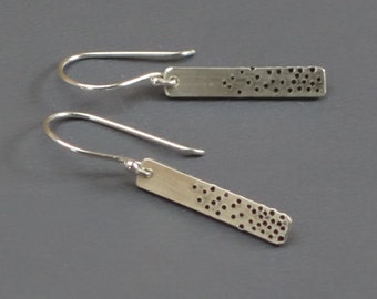 Silver Stick Earrings, Fading Dots, Dot Earrings