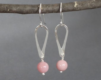 Opal Earrings, Pink Opal Earrings, Pink Earrings, Teardrop Earrings, Opal Dangle Earrings