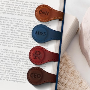 Personalized Leather Magnetic Bookmark for Men - Leather Bookmark with Engraved Design - Book Lover Gift for Book Club